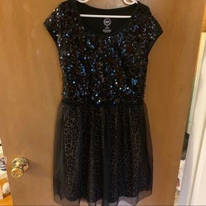 Girls fun semi formal dress in cheetah and sequins
